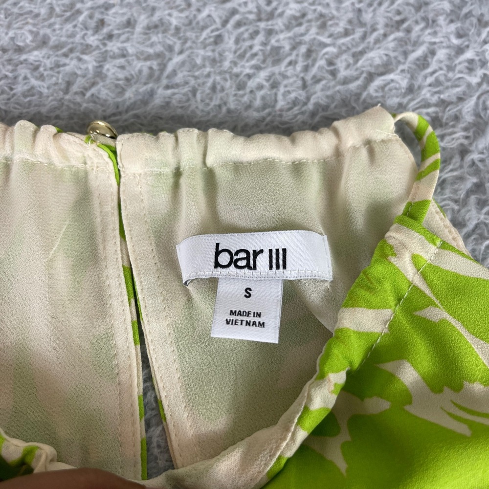 Bar III Lime Green Cream Animal Print Halter Neck Sleeveless Blouse Small - Picture 2 of 8